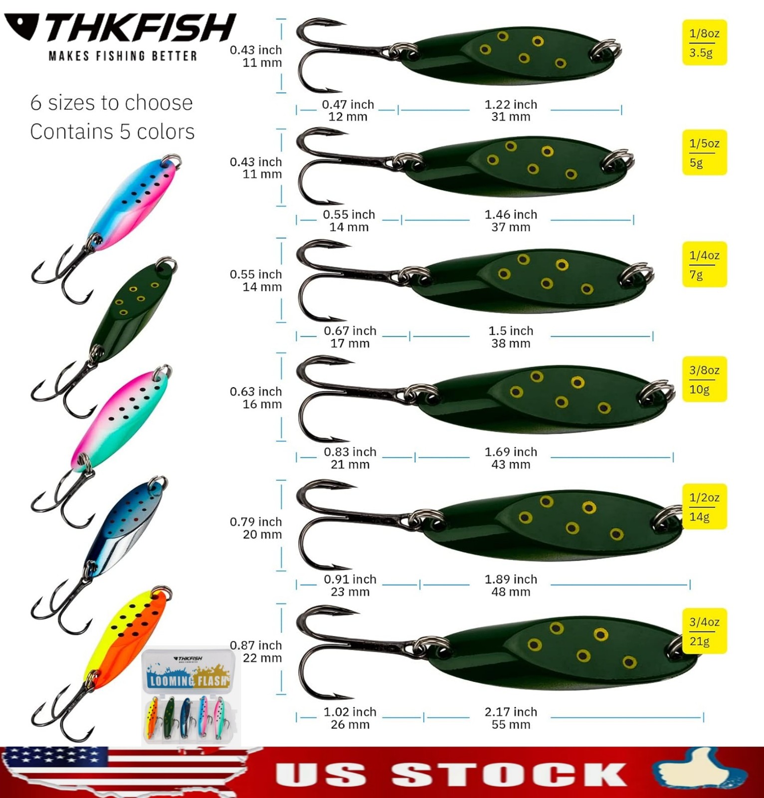 5pcs Metal Jigs Saltwater Slow Vertical Jigs Bass Salmon Fishing Lure with Box