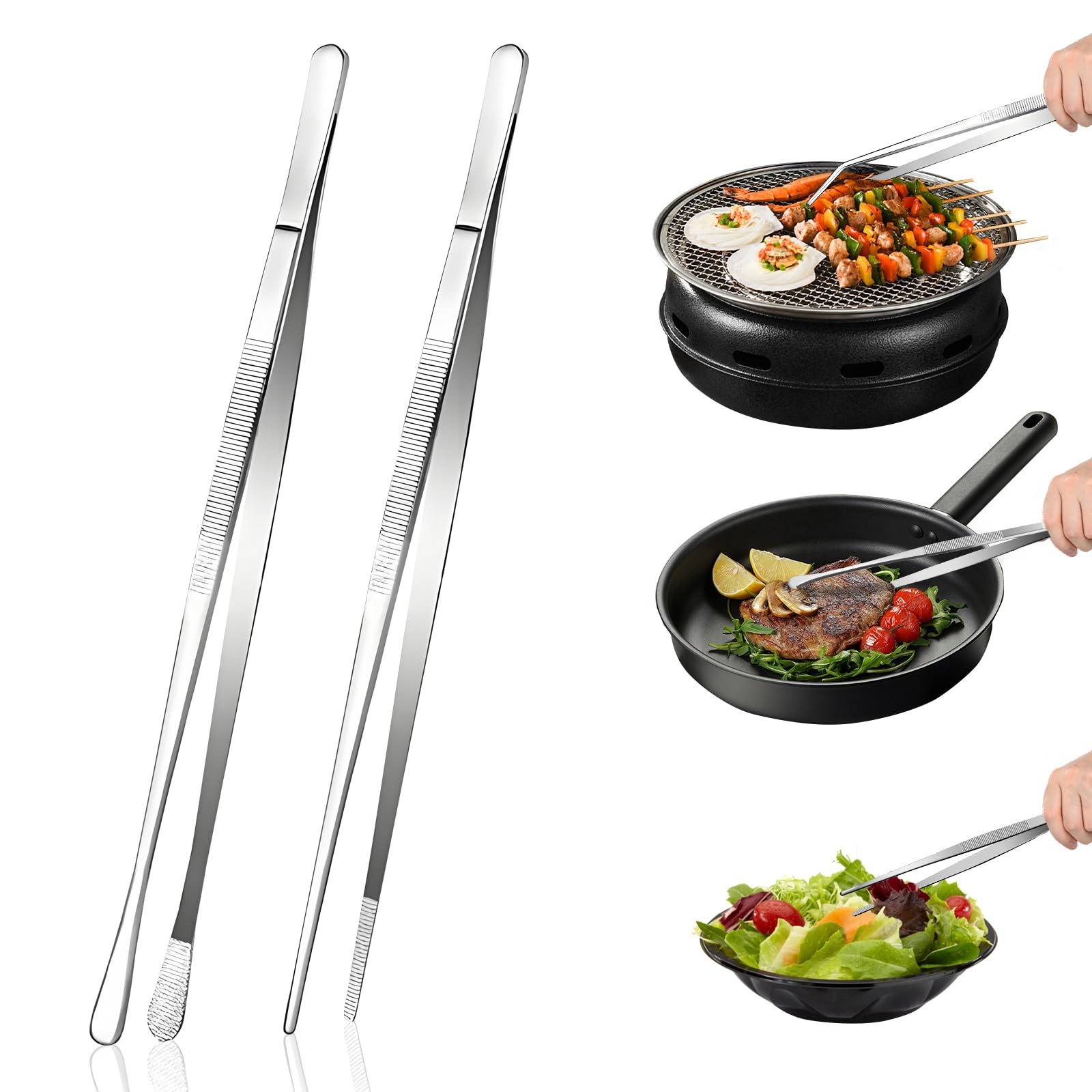 Pinzas de cocina de acero inoxidable 30 cm pinzas cocinar y procesar alimentos