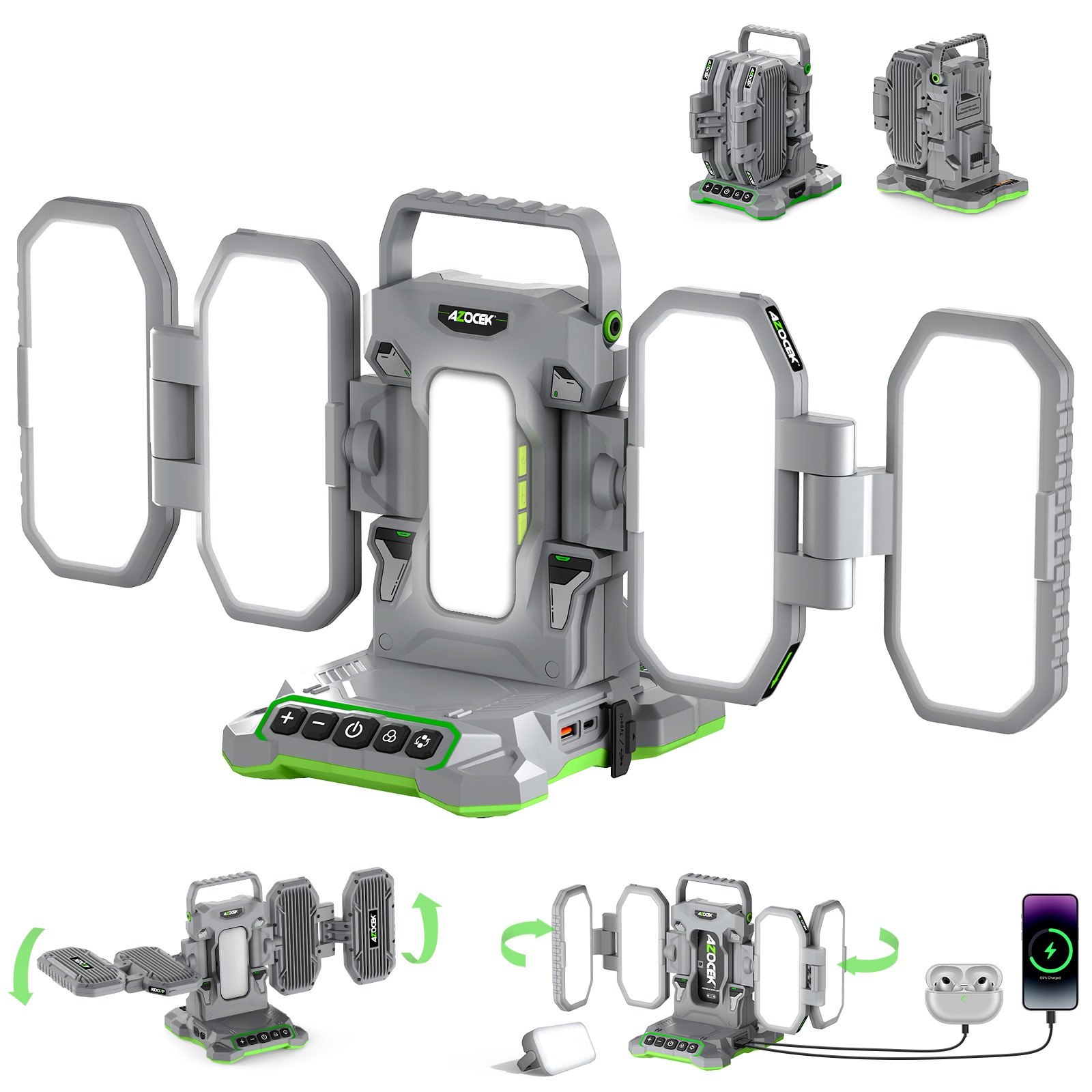 10000LM LED Work Light 4-Panel Foldable for Milwaukee 18V Auto Repair