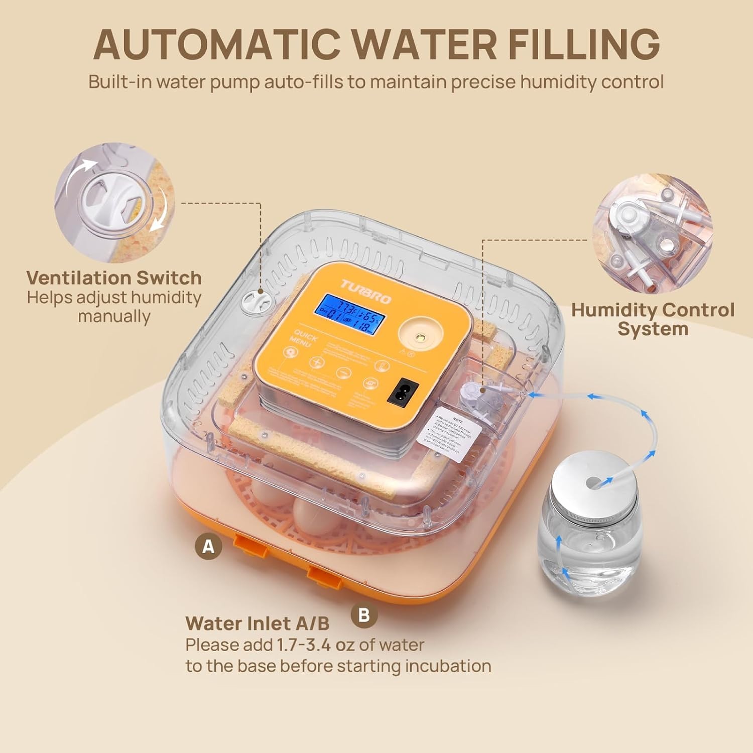 Incubator for Hatching Eggs, Automatic Turning, Temperature & Humidity Contro...
