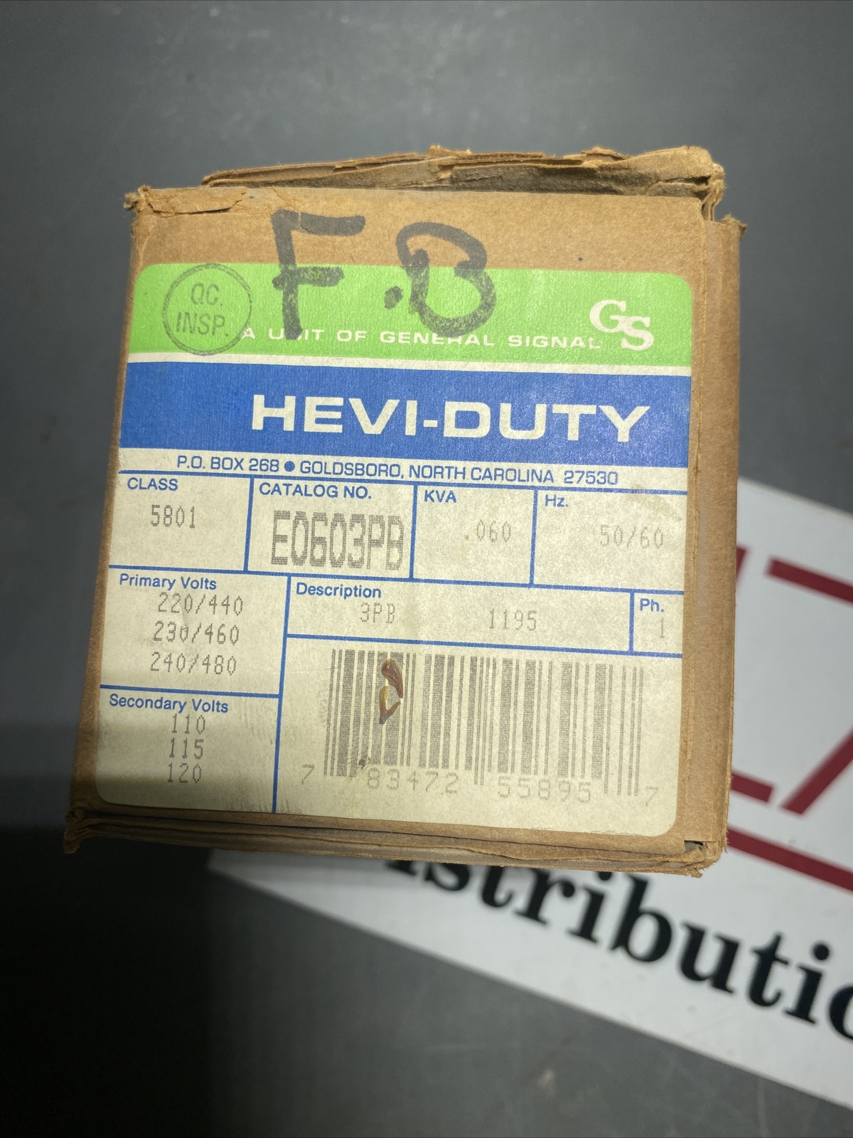 EGS E0603PB TRANSFORMER 0.60KVA 50/60HZ TYPE E3PB nos