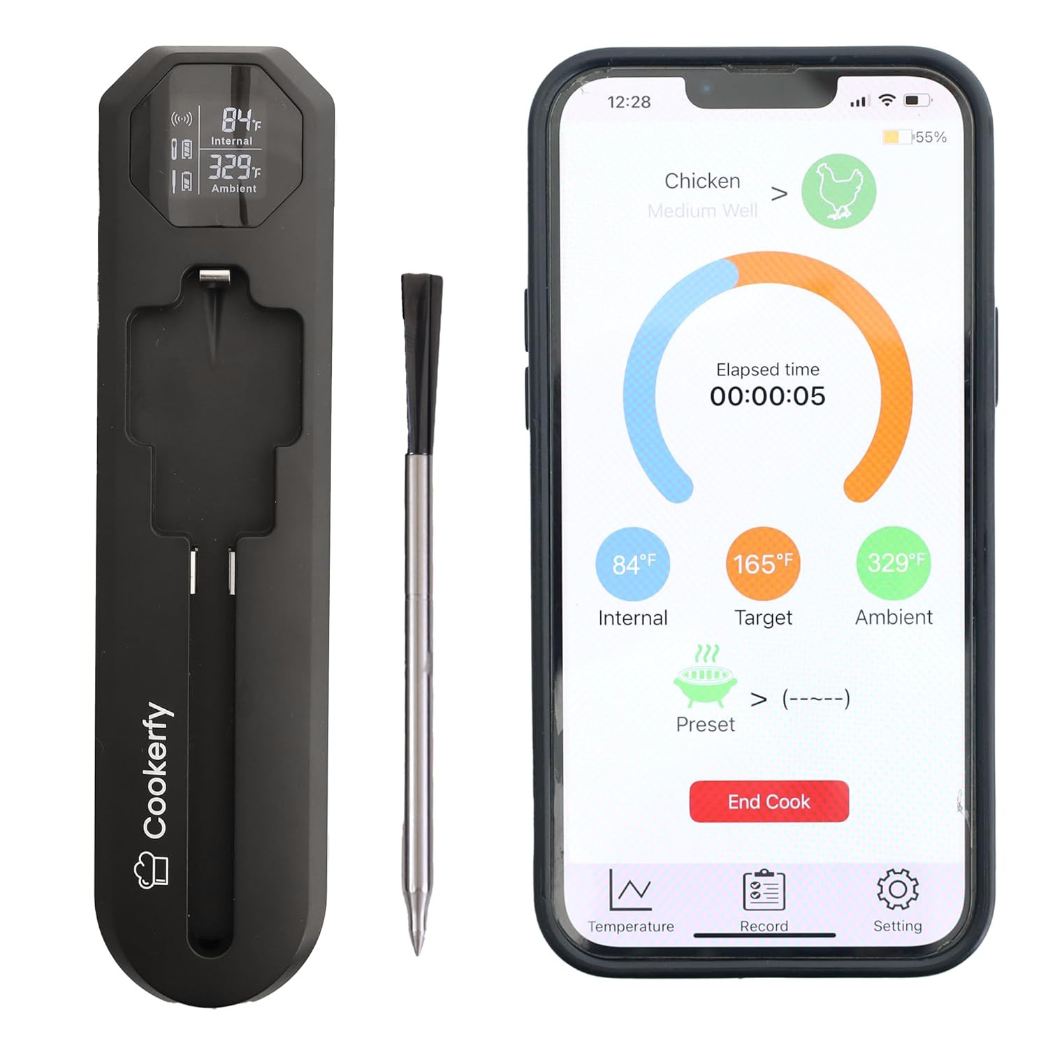 Meat Thermometer Digital Wireless –IP67 Waterproof, 48H Battery Life, Grill Ther