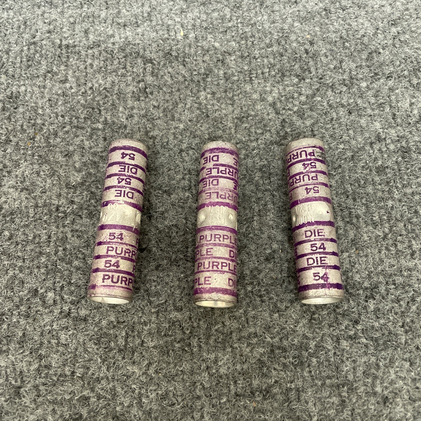 Lot of 3 - T&B 54812 Thomas & Betts Purple Die 54 Compression Lugs long Barrel