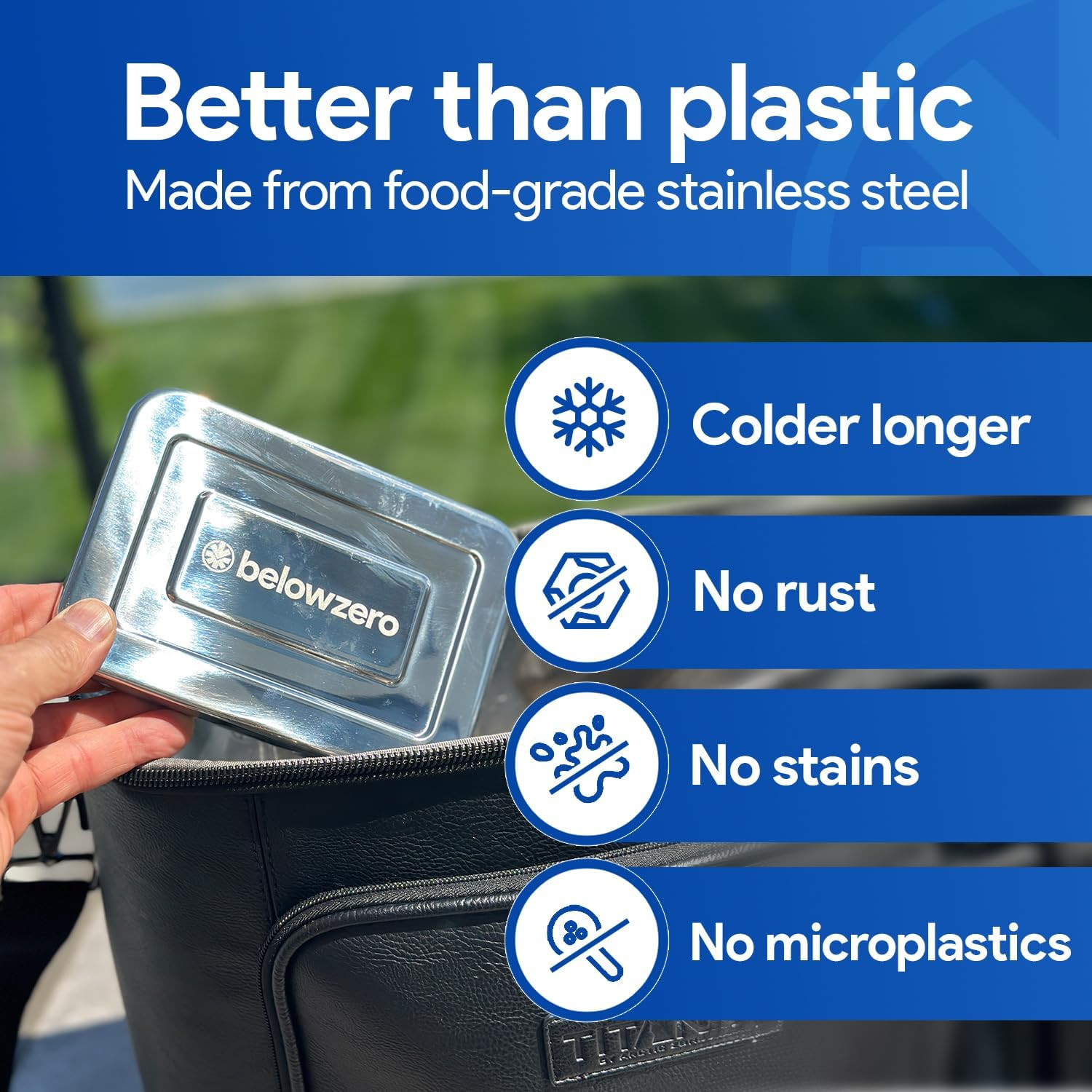 Below Zero Deluxe Stainless Steel Cooling Pack - Durable Ice Pack Lasts 48 Hours