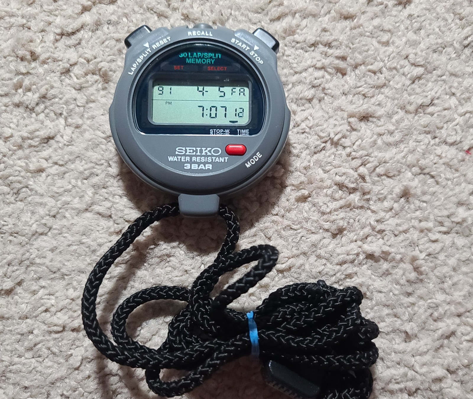 Seiko S031-4010 Digital Stopwatch 3Bar 30 Lap/Split Memory New Battery