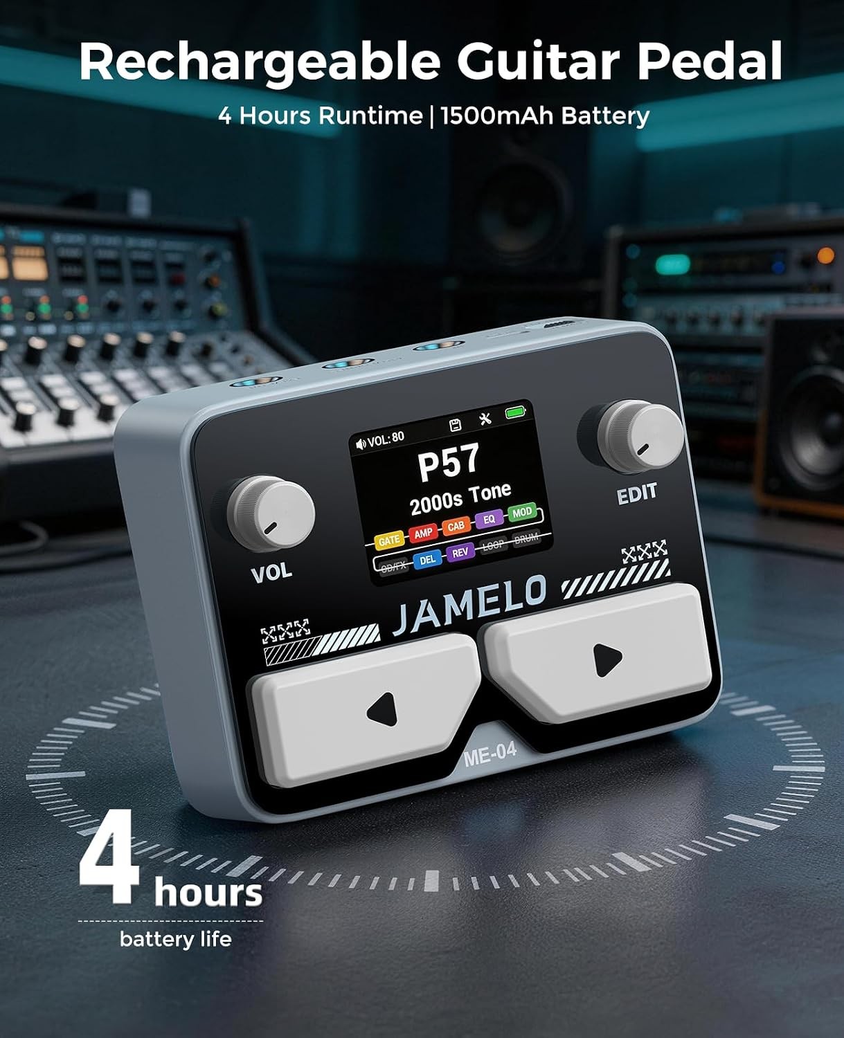 Pocket Guitar Multi Effects Pedal, with 125 Effects, 99 Presets, 30 Amp Modeling