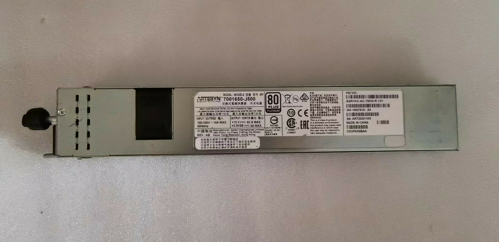 Genuine Cisco ASR1KX-AC-750W-R AC Power Supply for ASR1001-HX Router Tested
