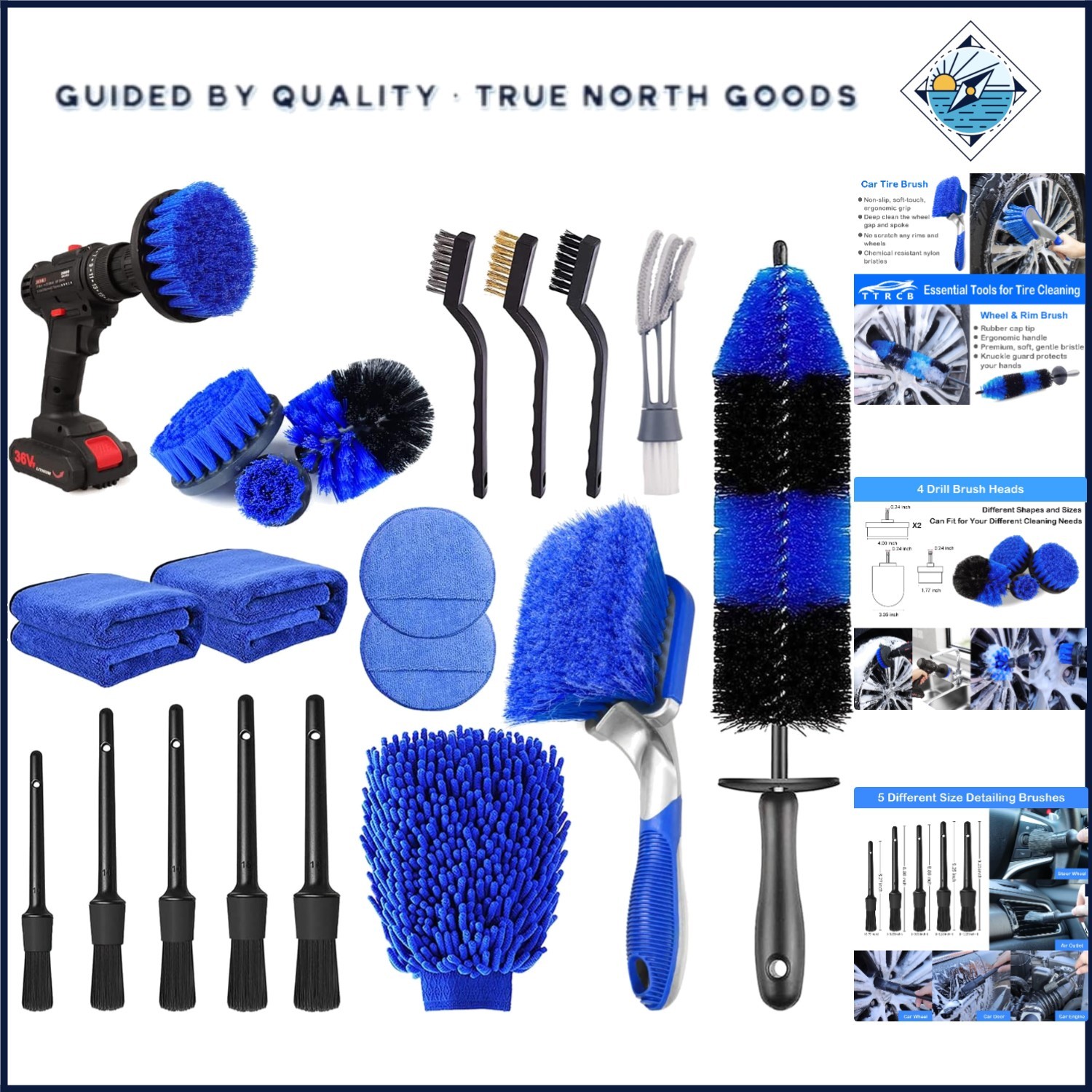 Professional 20-Piece Car Detailing Kit for All Surfaces and Hard-to- Areas