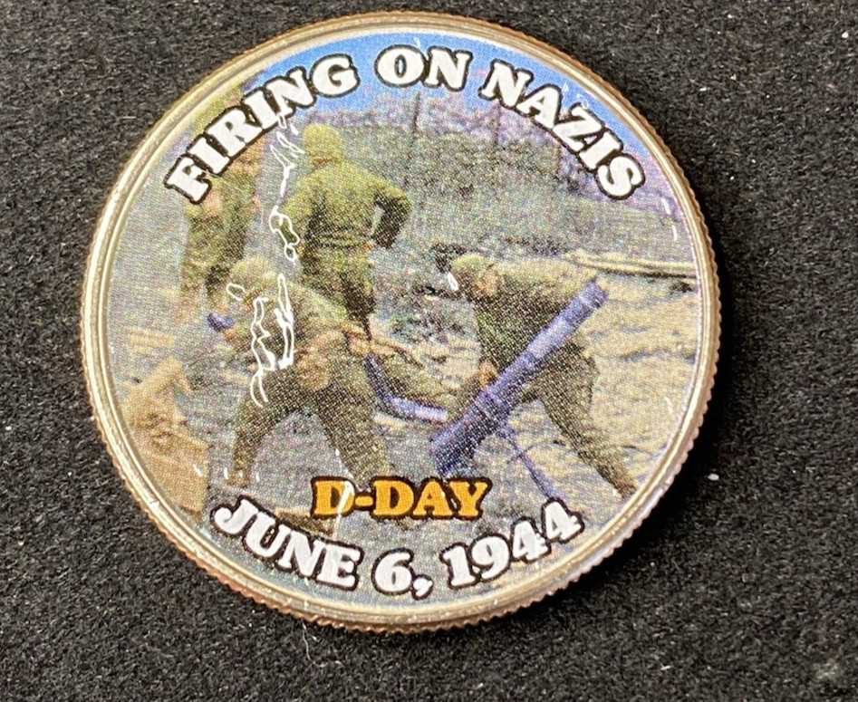 Colorized Kennedy Half Dollar D-Day Firing On Nazis Free Shipping
