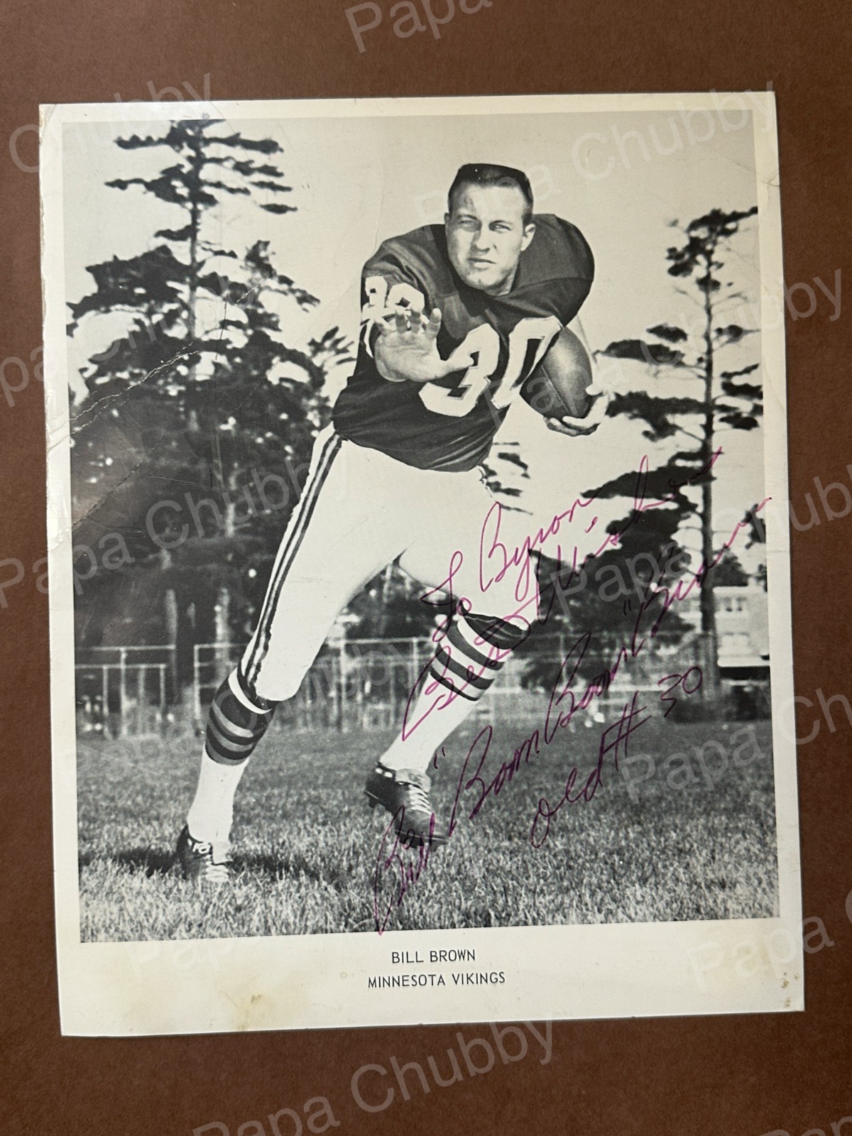 Bill BOOM BOOM Brown Minnesota VIKINGS #30 NFL Football lSigned Auto Autograph