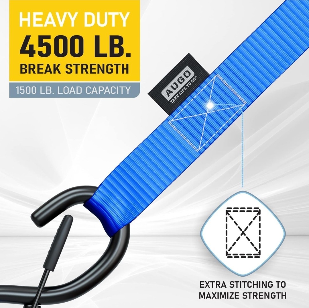 6 Soft Loop Tie Down Straps - 1,500 Load Capacity & 4,500 Lbs Breaking Strength