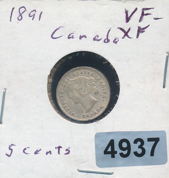 CANADA - 5 CENT  - 1891 - SILVER #4937
