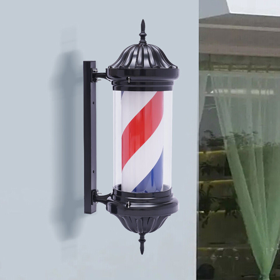 Barber Shop Pole Light Rotating LED Stripes Hair Salon Open Sign Outdoor/Indoor