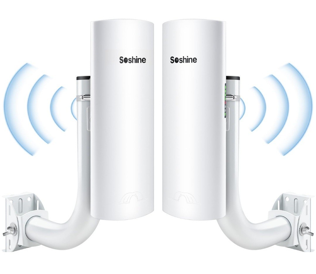 Soshine Wireless Bridge W/ Mounts - 300Mbps 5.8G,Point to Point Wireless, 2 Pack