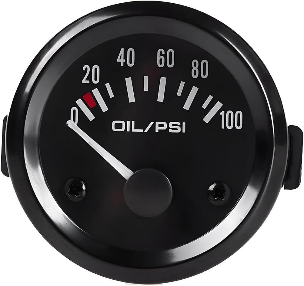 BESULEN Car 2" 52mm Oil Pressure Gauge, 12V 0-100PSI Pointer Digital Oil Press P