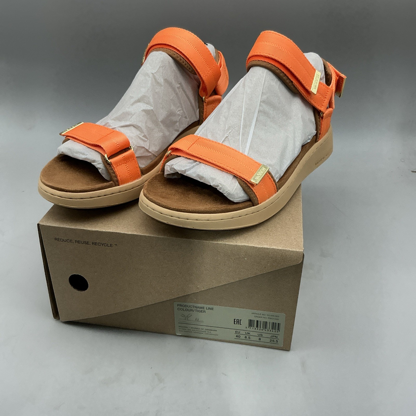 Woden Women's Line Sandal Tiger Size 8 Brand New