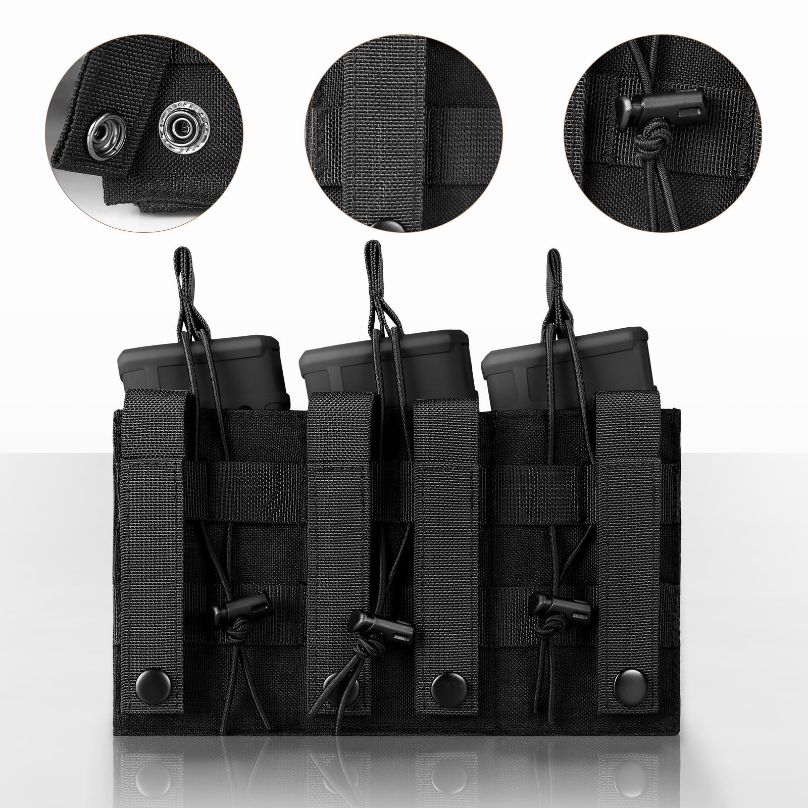 FUNANASUN Open-Top Triple Mag Pouch Double Stack Ar/Pistol BLACK