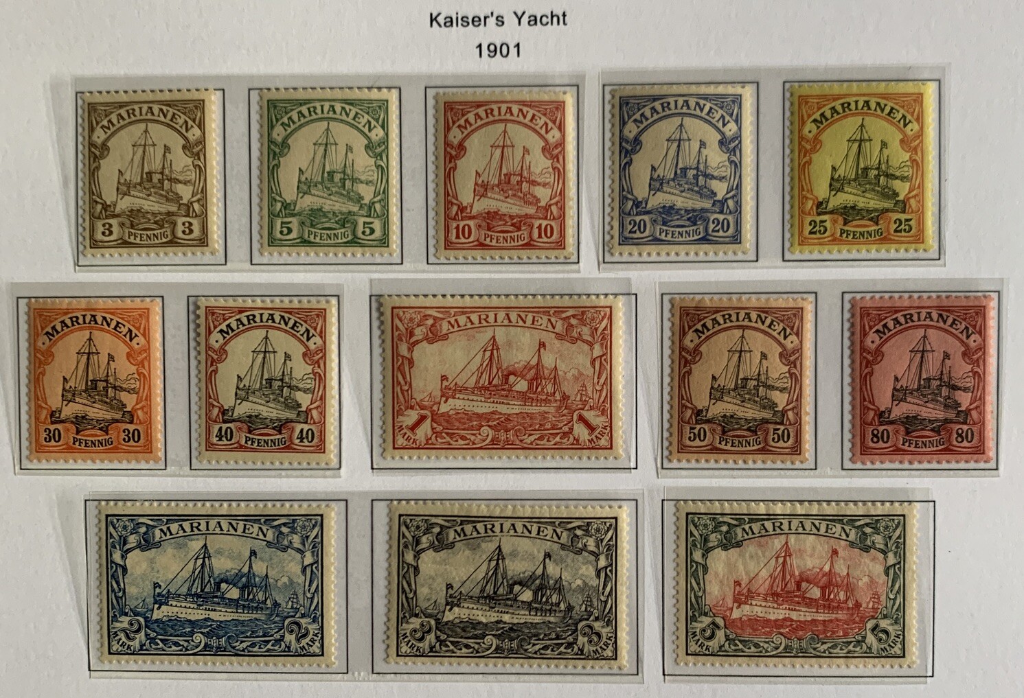 Germany Colonies MARIANNA ISLANDS 1901 Yacht Set Mint Hinged