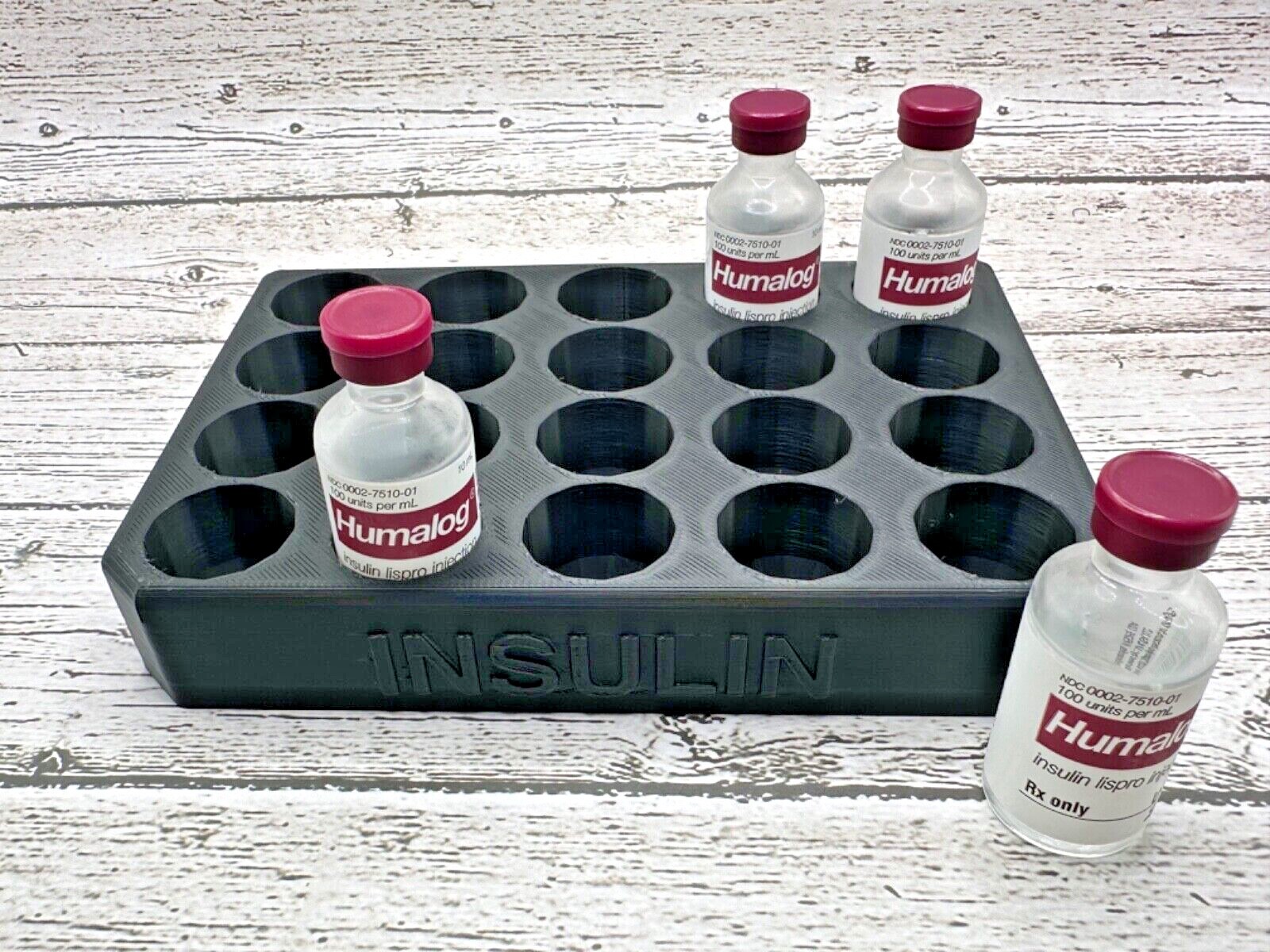 Diabetic Insulin Vial 10ml Organization Tray Hold QTY 20 Vials  Multi Colors
