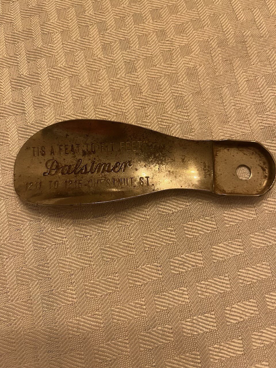 Vintage Advertising Metal Shoe Horn DALSIMER’s Philadelphia PA