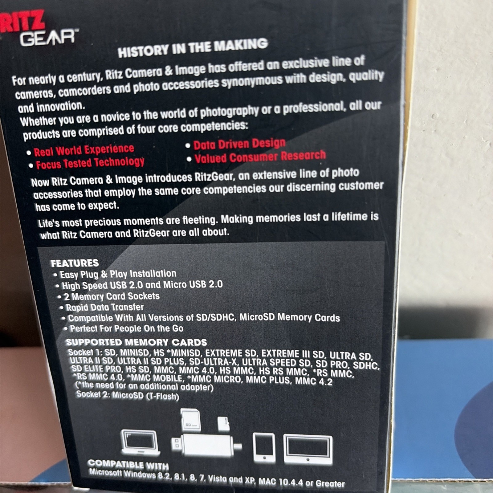 Ritz Gear OTG USB / Micro USB Multi-Function SD / MICRO SD Card Reader NIB