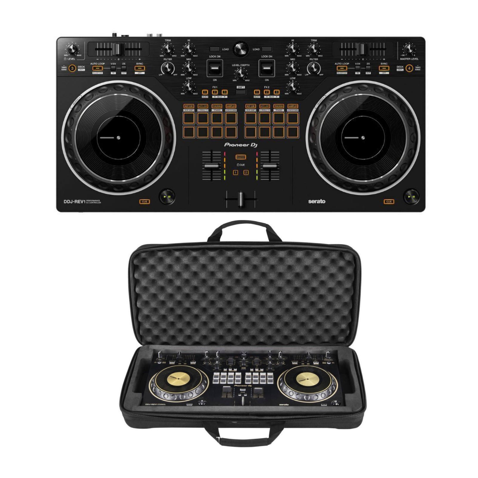 Pioneer DJ DDJ-REV1 Scratch-Style 2-Channel DJ Controller (Black) with Soft Case