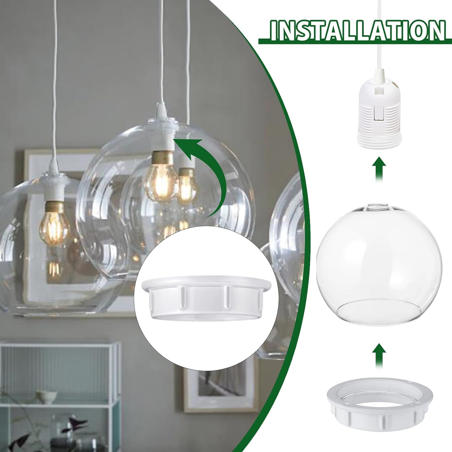 Light Socket Shade Rings,Aluminum Threaded Socket Ring for Medium Base E26 Socke