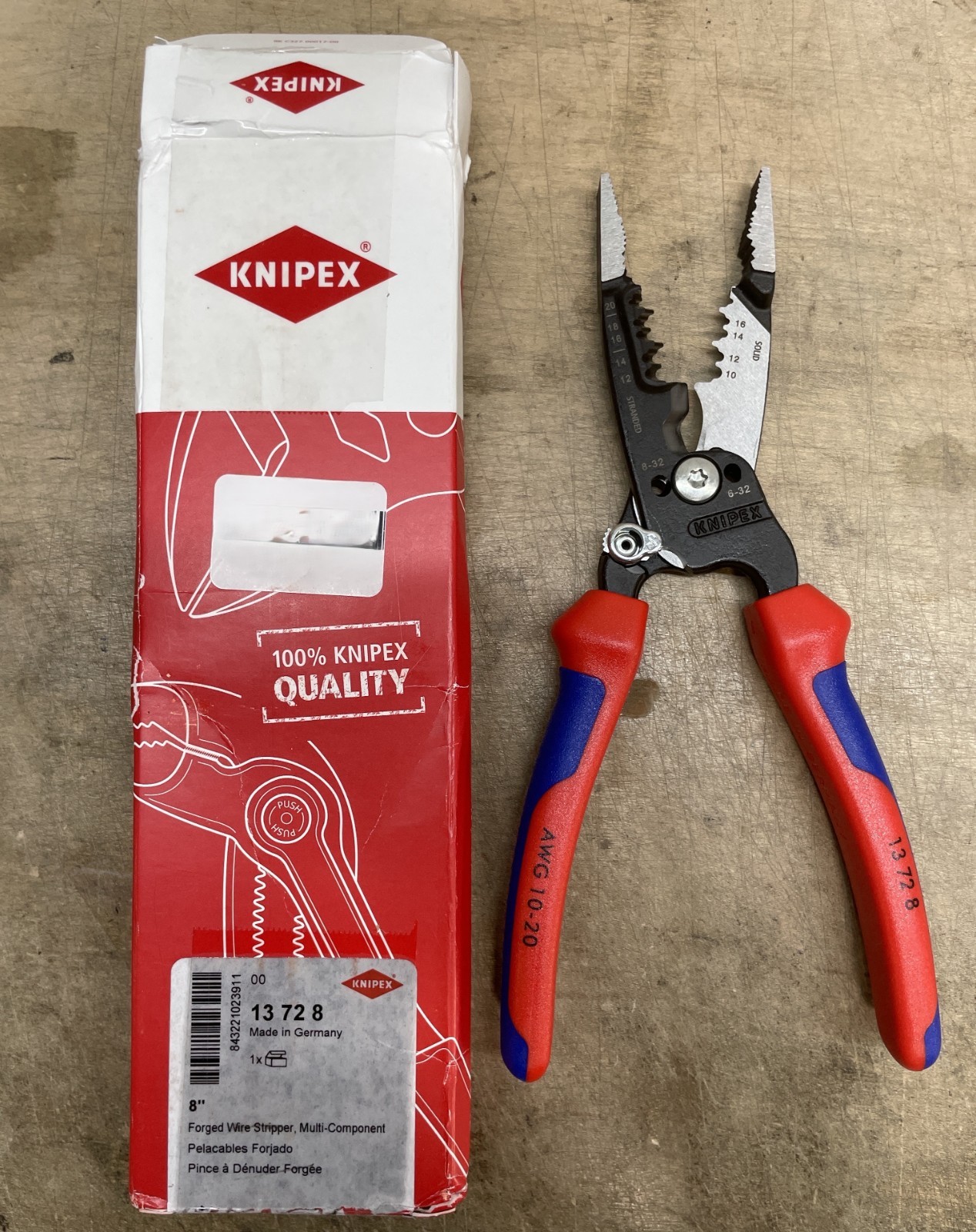 Knipex 13 72 8 8" Forged Wire Stripper, Multi-Component 10-20 AWG