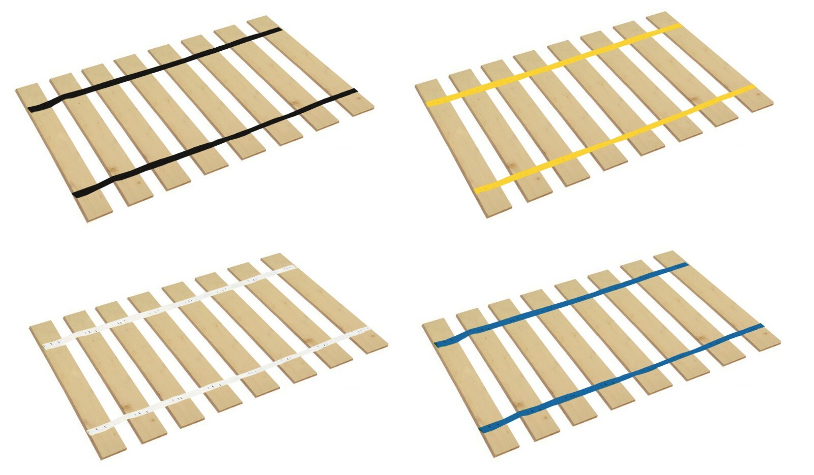 Bed Slats Twin Size with Colored Straps Custom Mattress Platform Support Boards