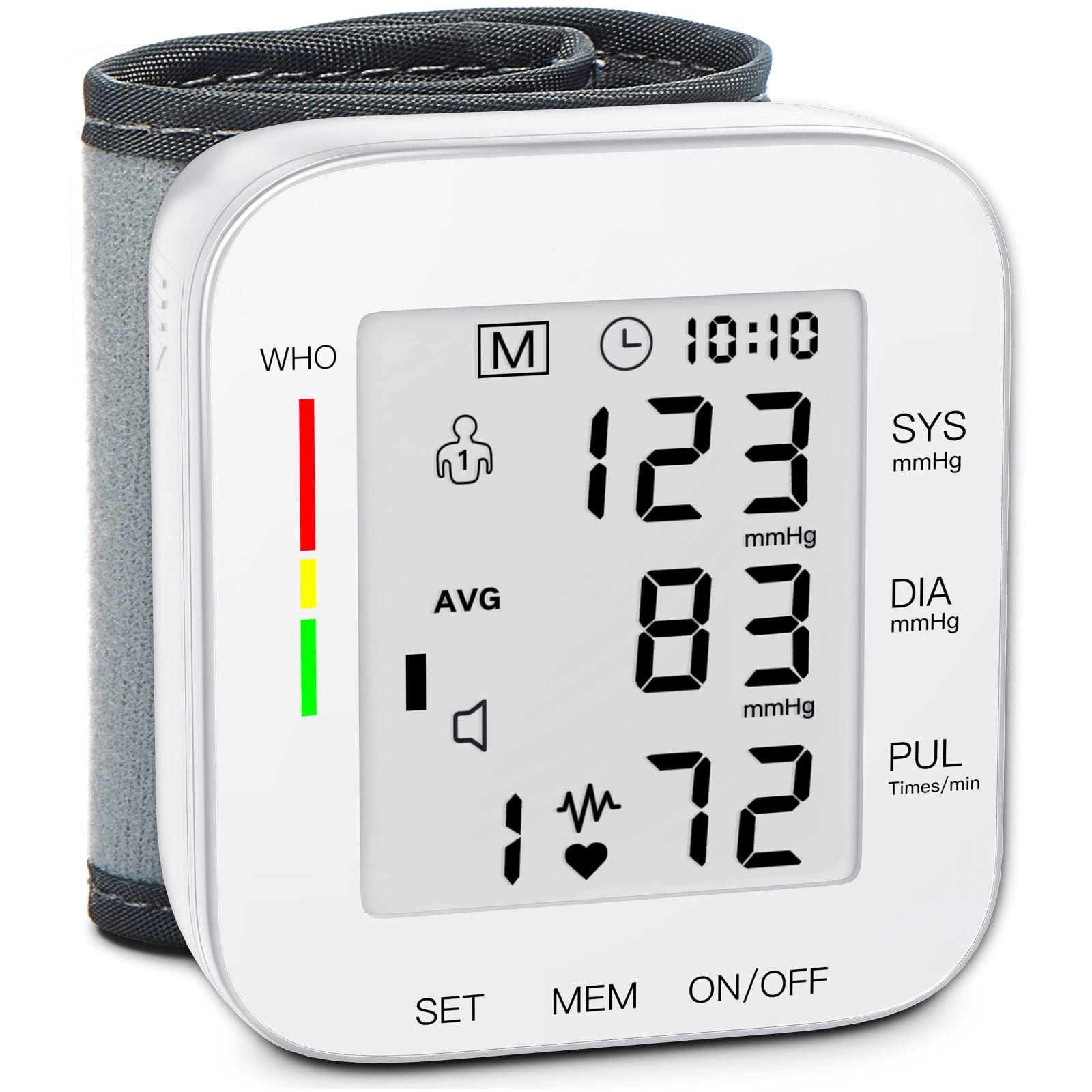 Mmizoo Wrist Blood Pressure Monitor Large Lcd Display Bp Machine Adjustable