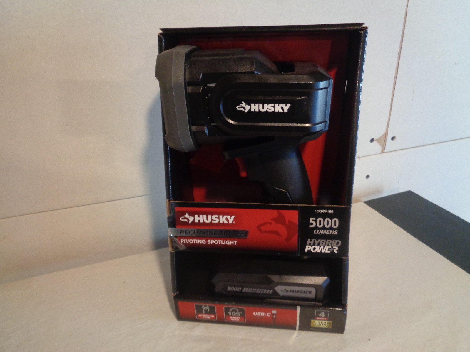 2 Husky 5000 Lumen Hybrid Power Swivel Rechargeable Spotlight