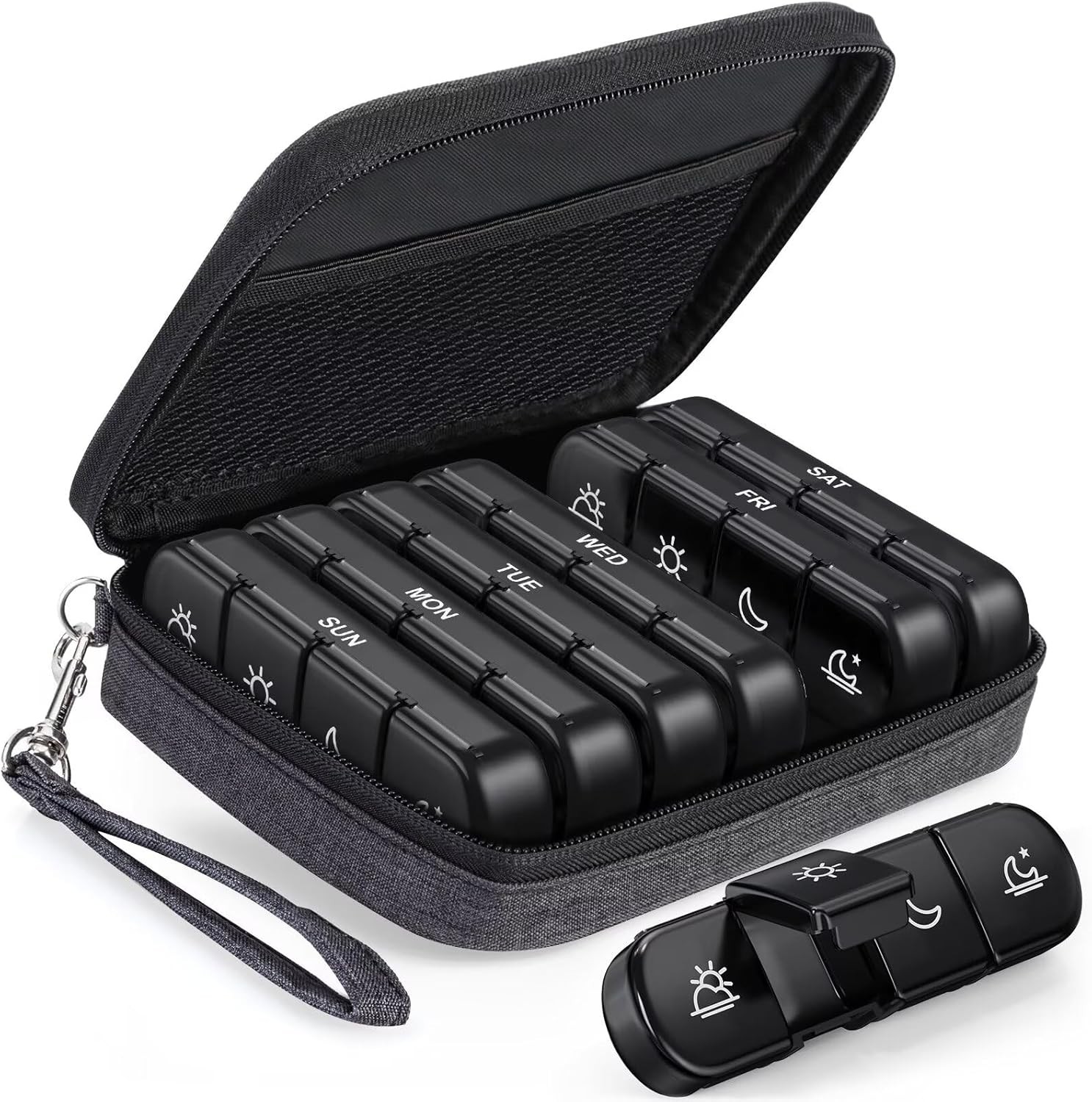 PULIV Weekly Pill Organizer 4 Times a Day with a Business Stylish Bag, Portable