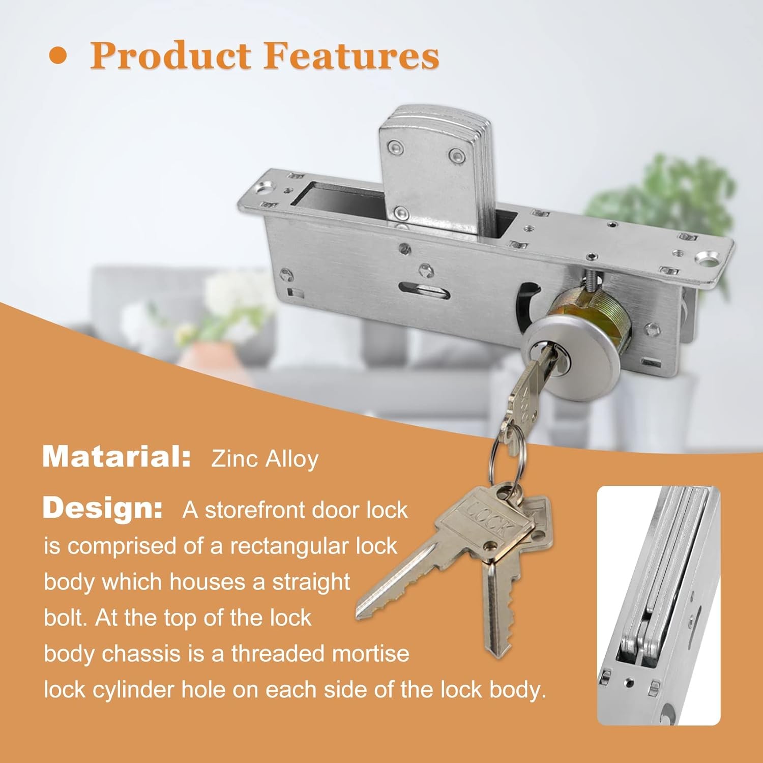Storefront Door Mortise Lock Bolt Deadbolt w/ 2 Cylinders Adams Rite Cam SC1-TT