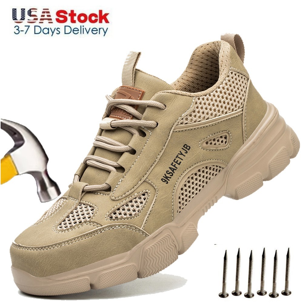Steel Toe Safety Work Shoes for Outdoor Men's Construction Shoes Hiking Sneakers