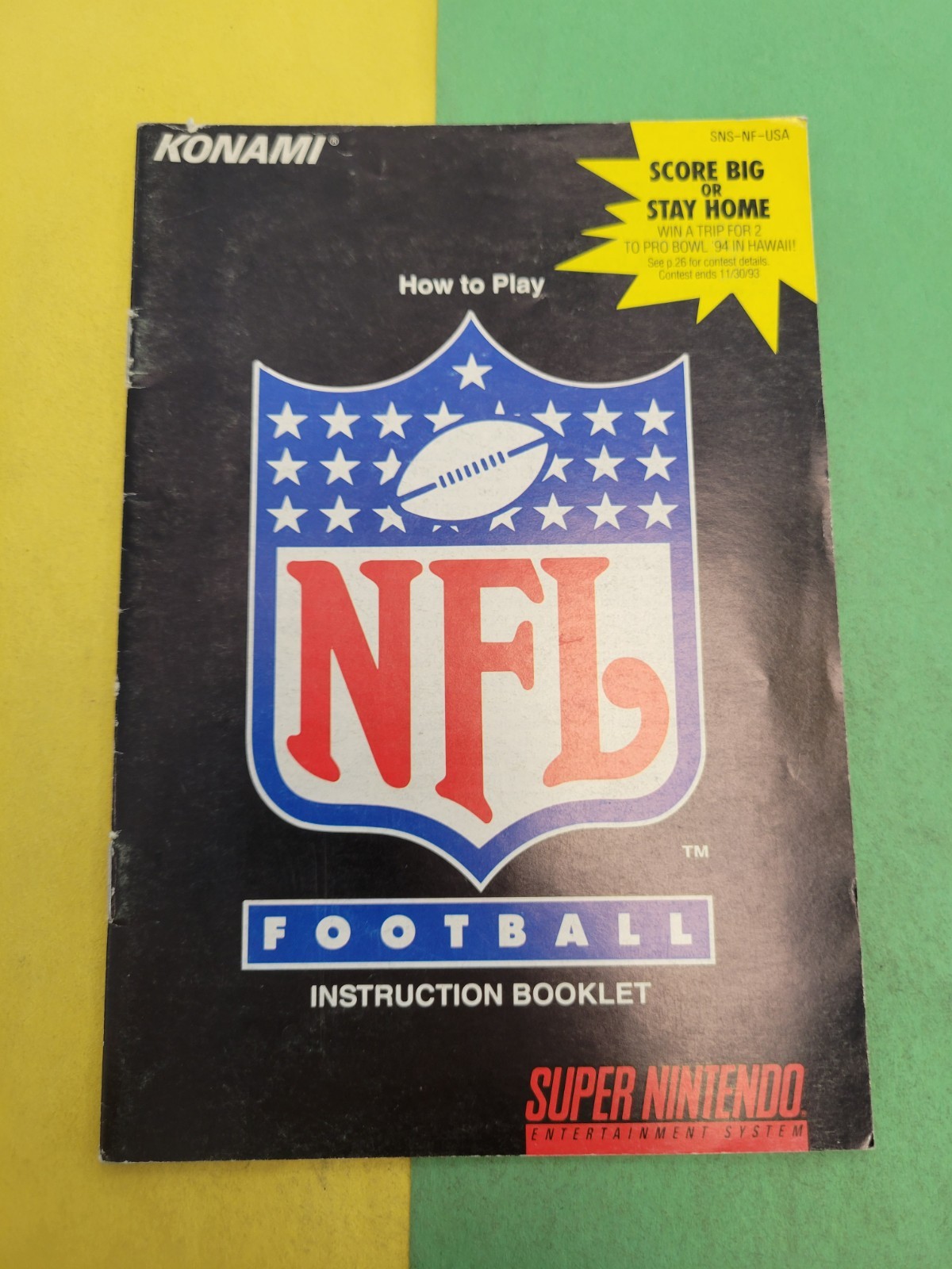NFL Football Super Nintendo Manual