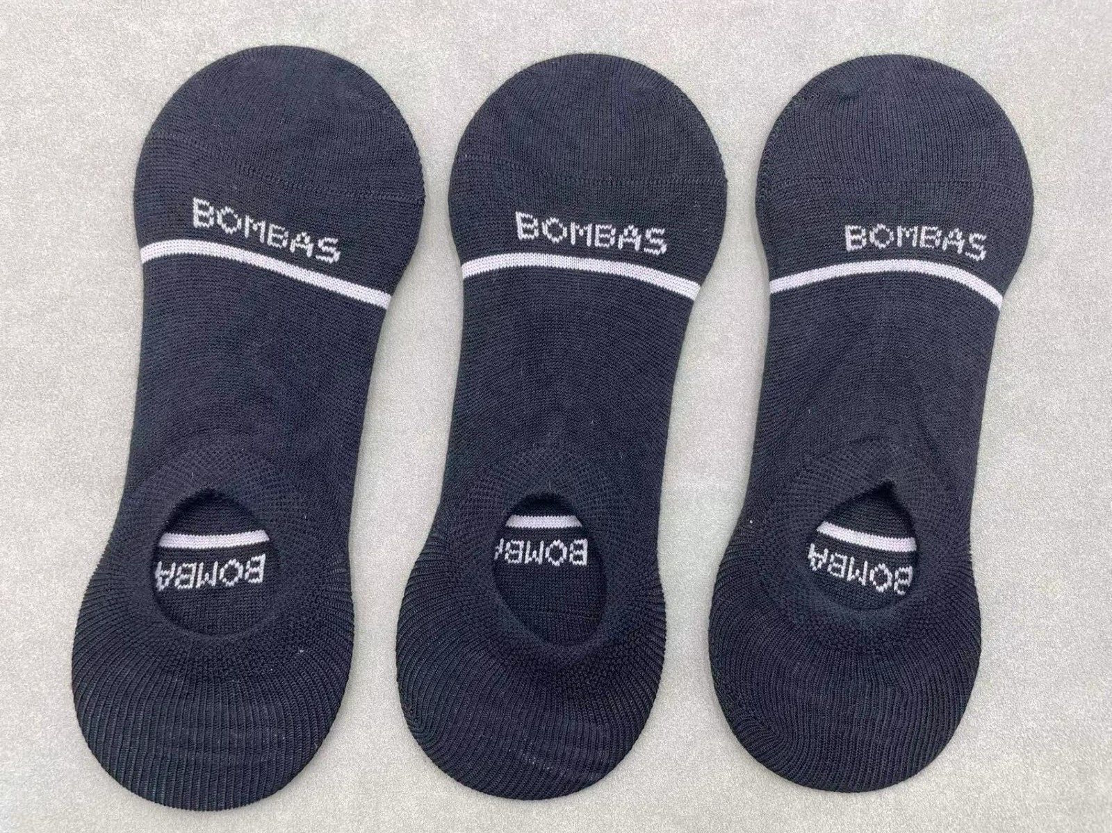 3 pairs Bombas Men's Merino Wool Blend No Shows Socks Size Large 9-13 Black