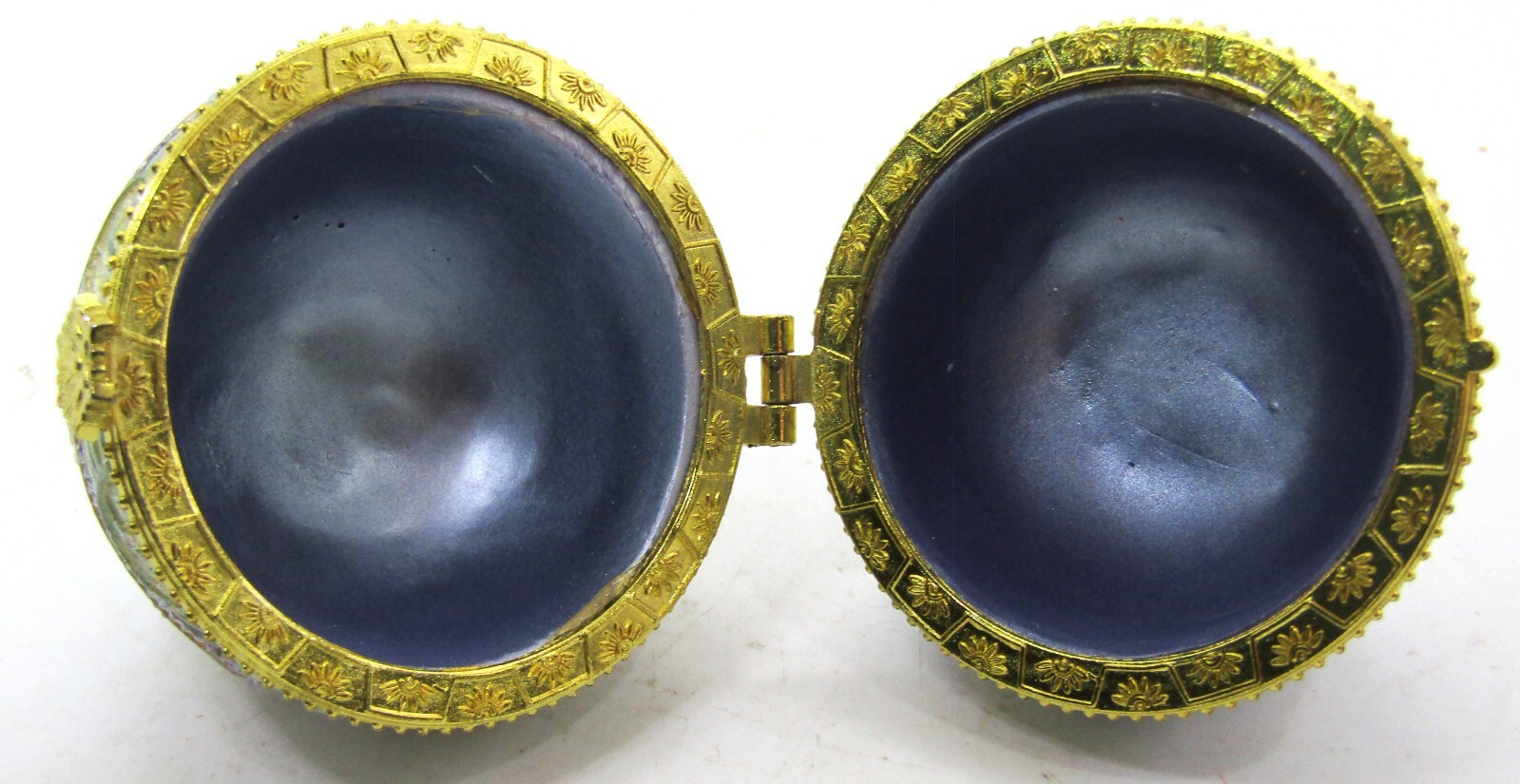 Decorative Easter Egg Resin Hand-Painted Blue Lined Trinket Box. 3 1/2" High.