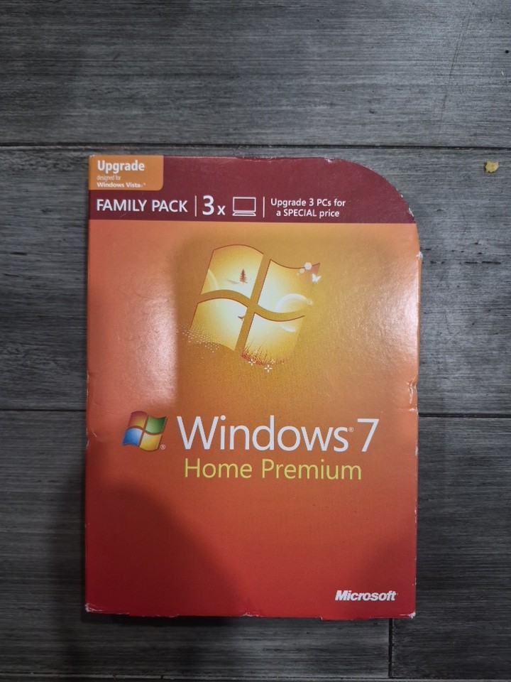 Microsoft Windows 7 Home Premium Upgrade Family Pack For 3 PCs 32 & 64 Bit DVD