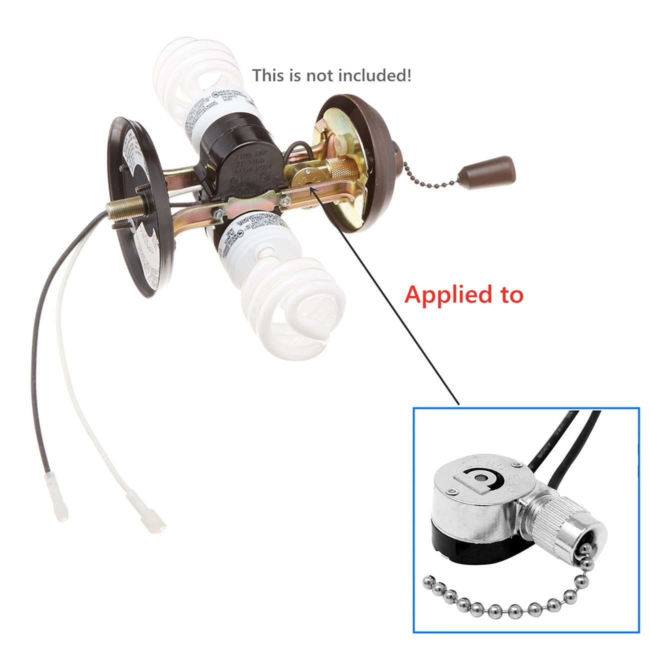 Ceiling Pull Chain Switch ZE-109M Zing Ear Metal Pull Chain Light Switch ON-O...