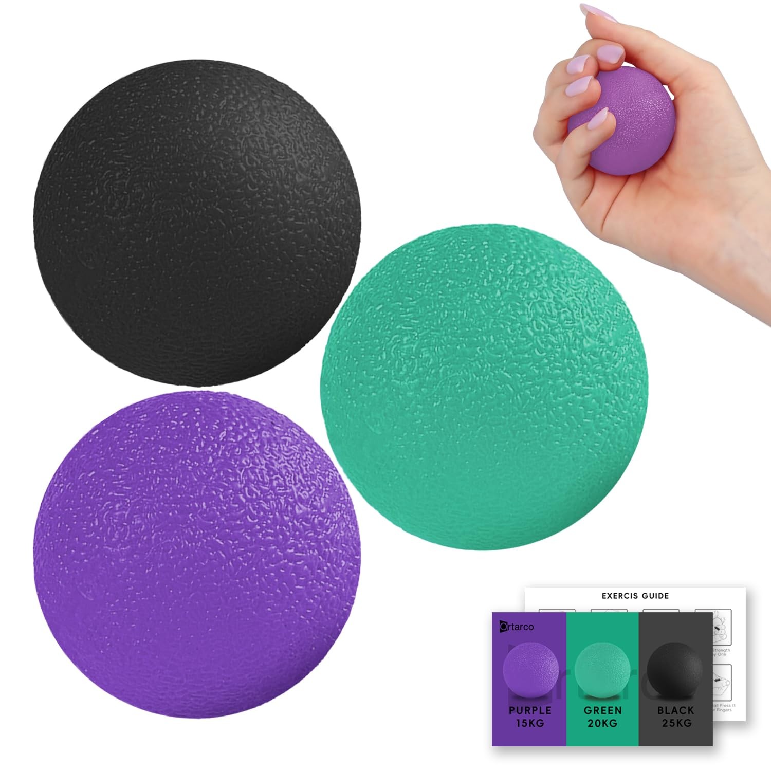 3 Pack Stress Balls for Adults, Hand Strengthening Devices Exercise Balls Phy...