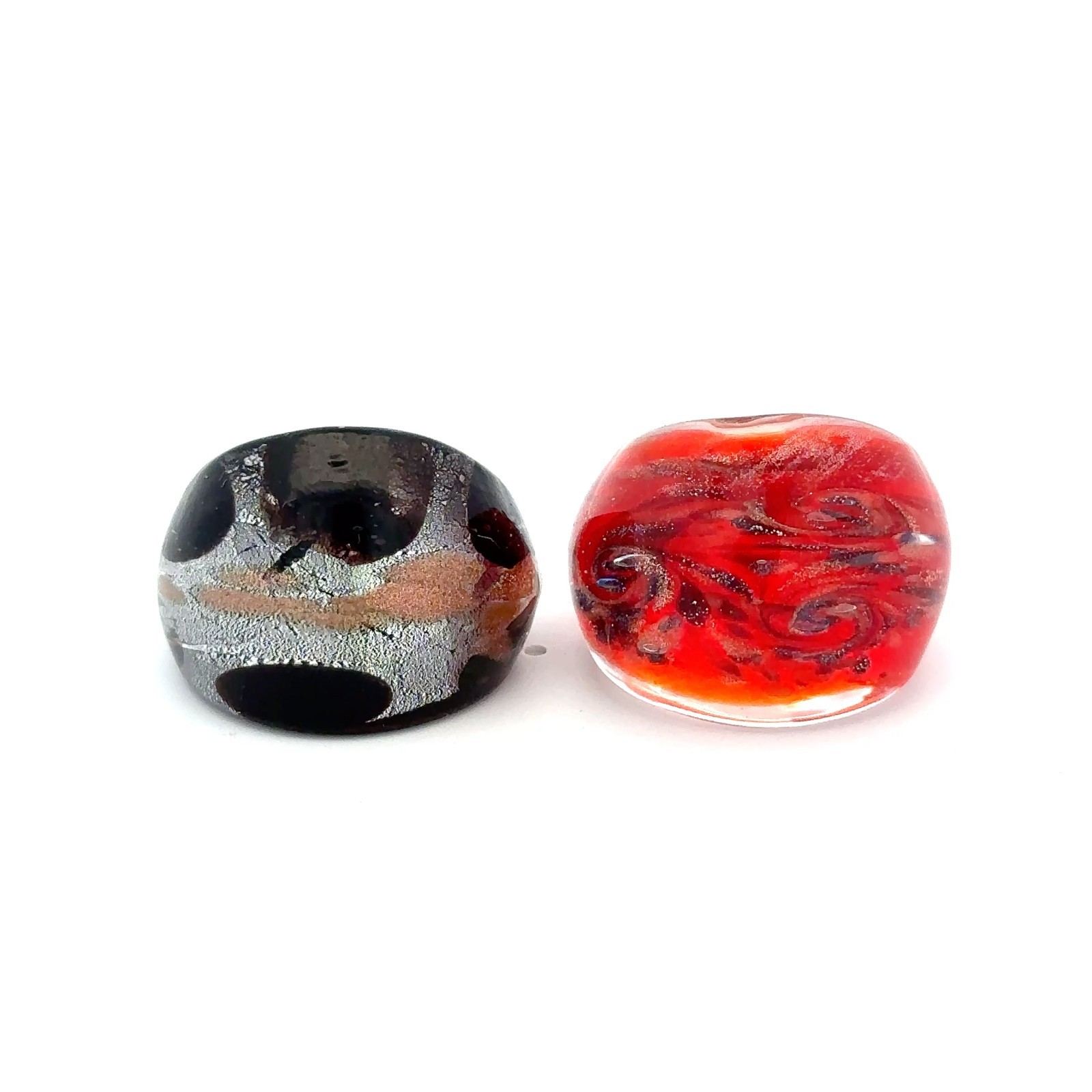 Murano Hand Blown Art Glass Rings (Lot Of 2) Size 7.75
