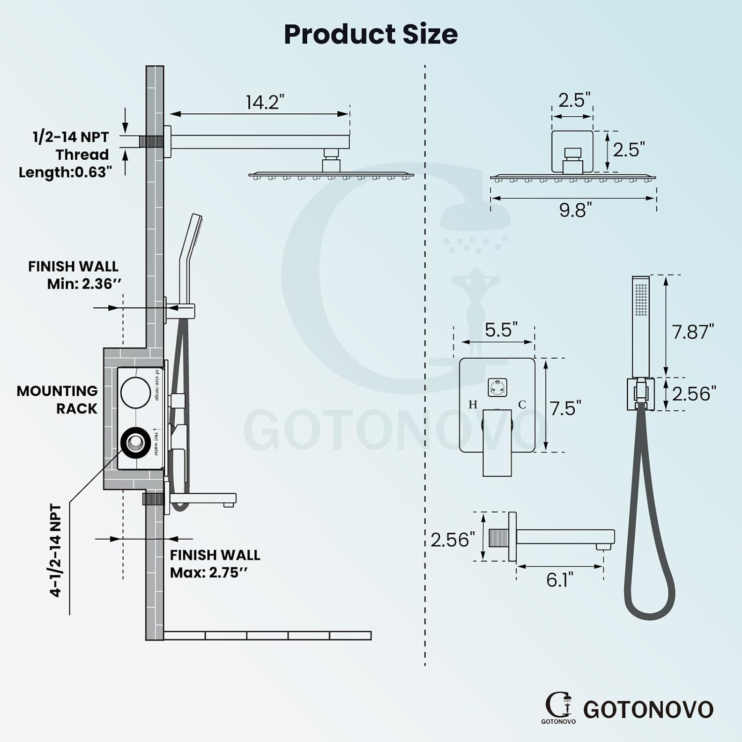 Brushed Nickel 3-Function Shower System with Rainfall Head & Handheld Spray