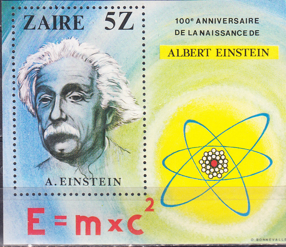 W ZAIRE 0959 ALBERT EINSTEIN BIRTH CENTENARY SOUVENIR SHEET