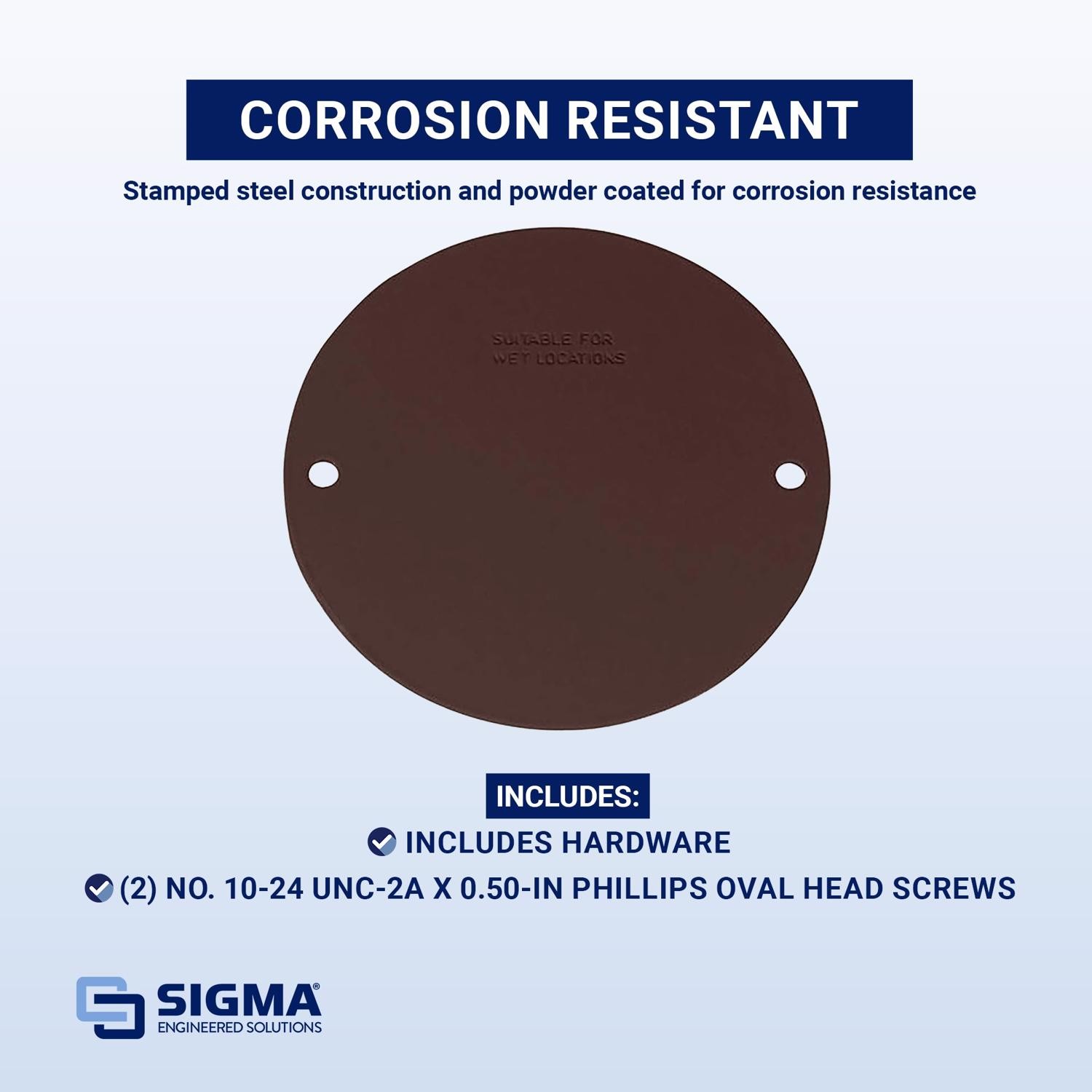 Sigma Electric 14241BR Bronze Round 2-Gang Blank Stamped Steel Cover