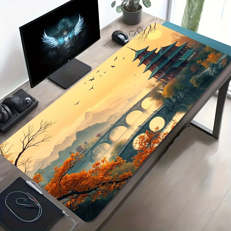 A Large Electronic Sports Gaming Mouse Pad Featuring an Artistic Design of Trad