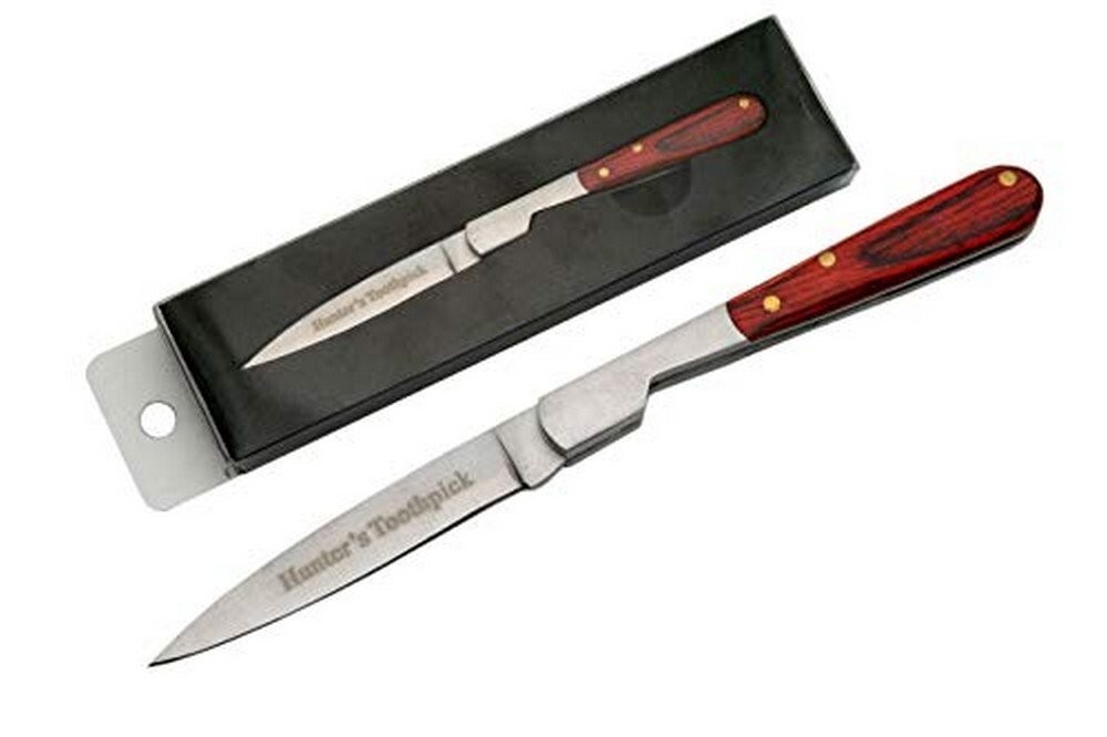 Rite Edge Toothpick Knife Collectible Hunter Folding Knife Redwood - 212071HT