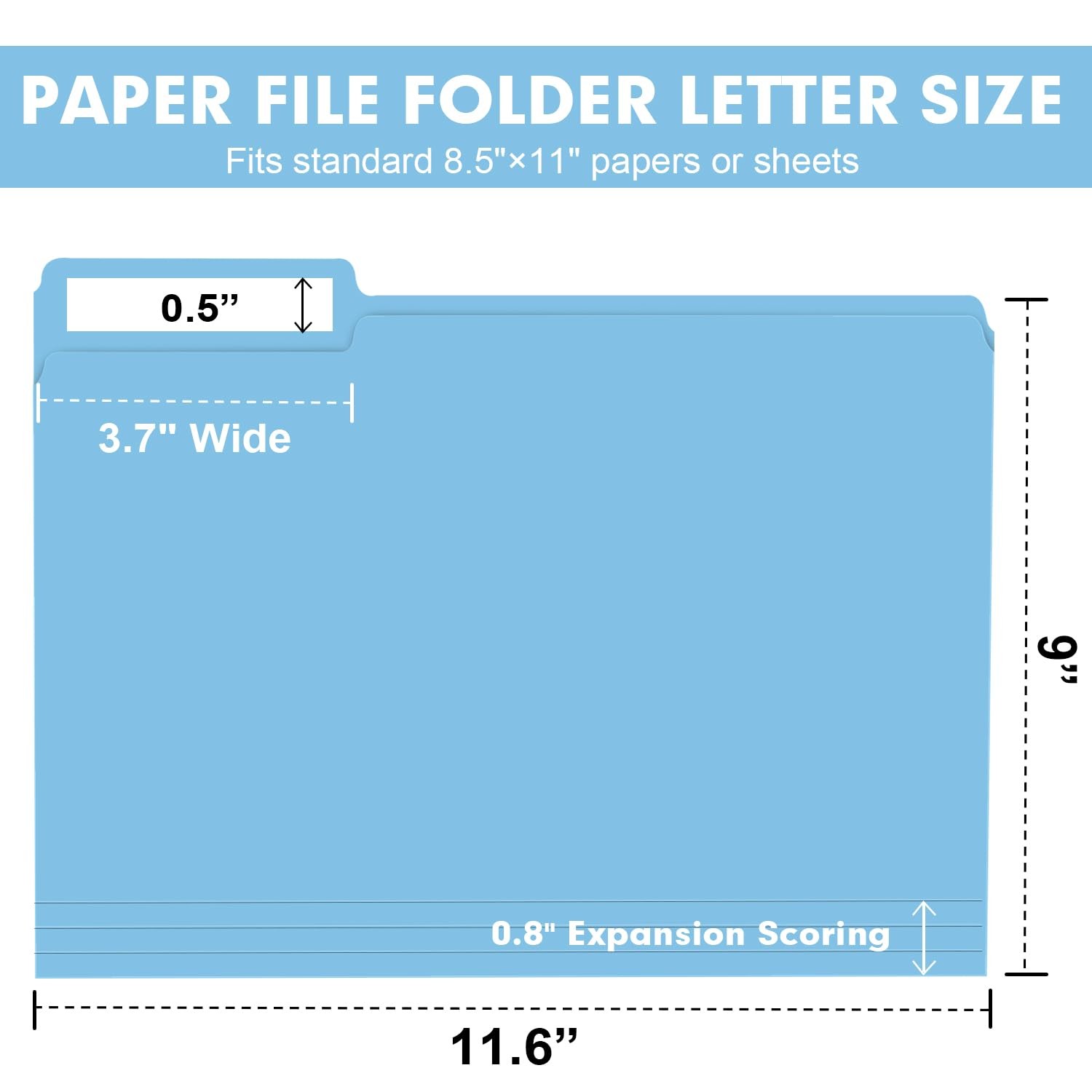 File Folder, 250 Pack Colored File Folders, 1/3 Cut Tab File Folder Letter Si...