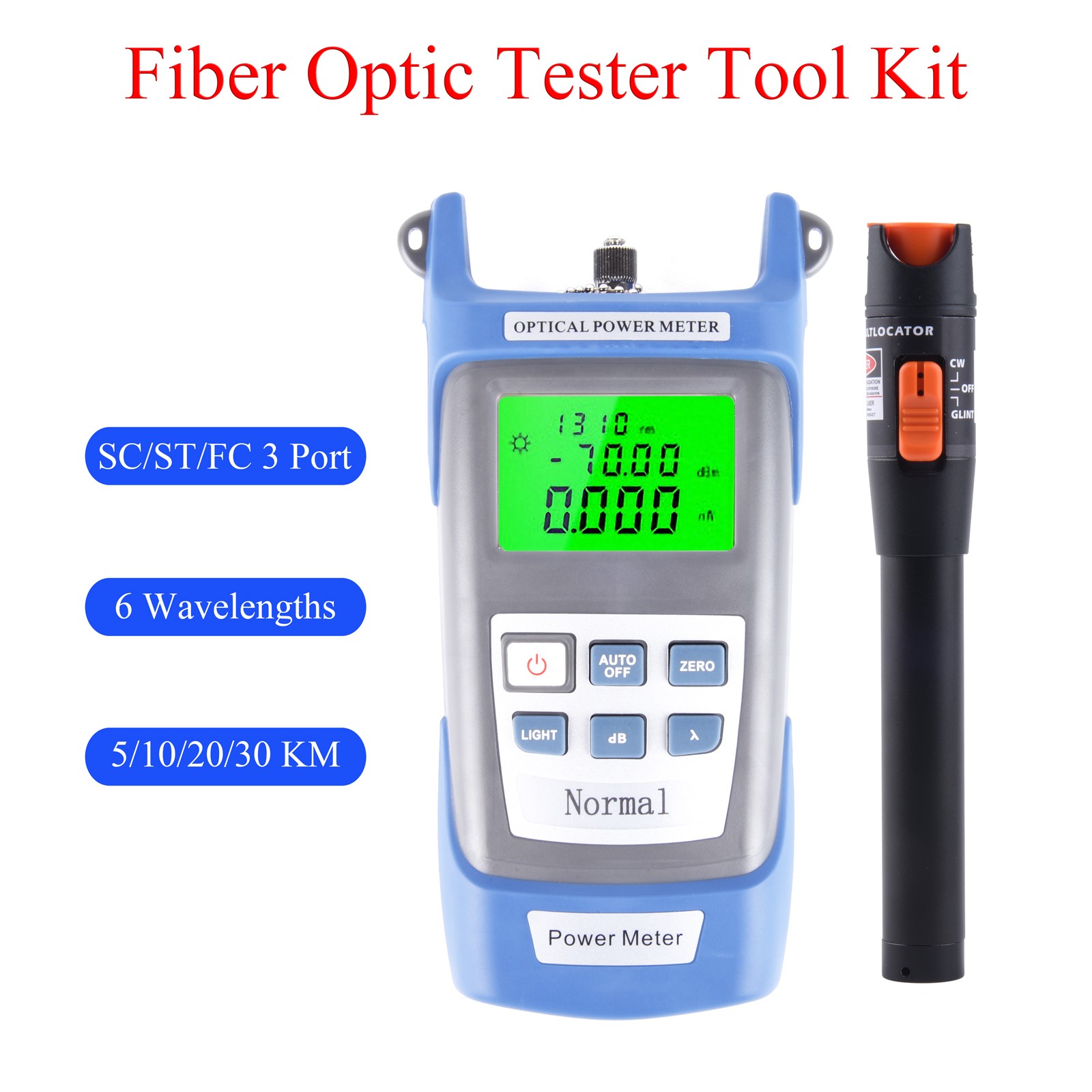 FTTH Fiber Optic Tester Tool Kit Optical Power Meter -70dBm~+3dBm SC/FC/ST