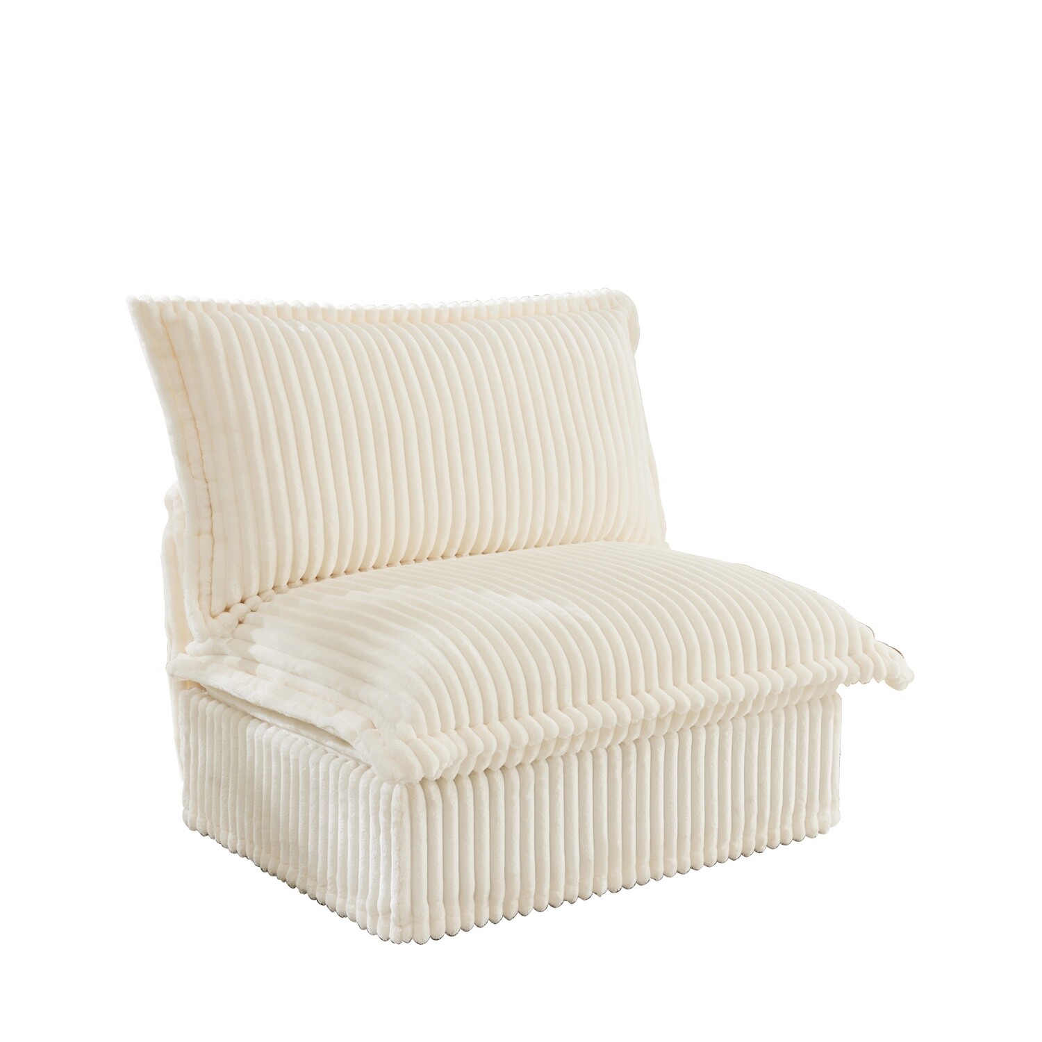 Single Sofa Corduroy Upholstered Armless Sofa Living Room Furniture w/ Pillows