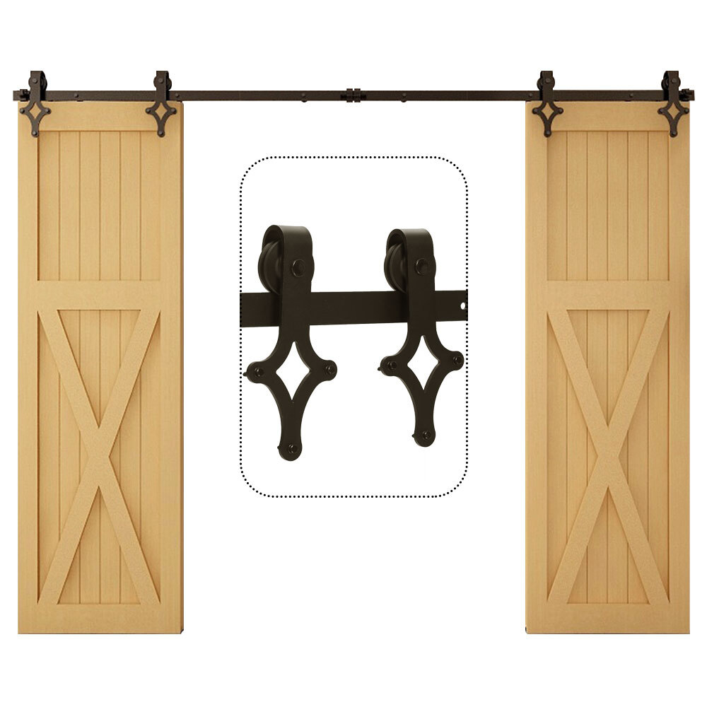 5-20FT Diamond Shape Sliding Barn Door Hardware Track Kit for Wood Door